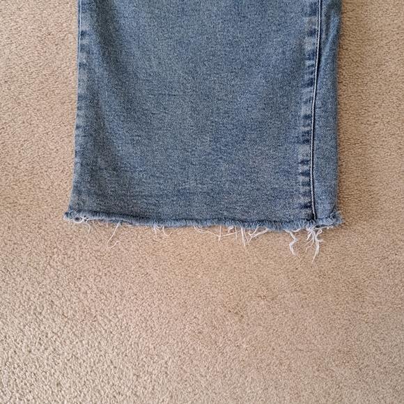 OAT New York Jeans Womens 30 Blue Wide Leg Crop High Rise Denim Raw Hem - Picture 9 of 9